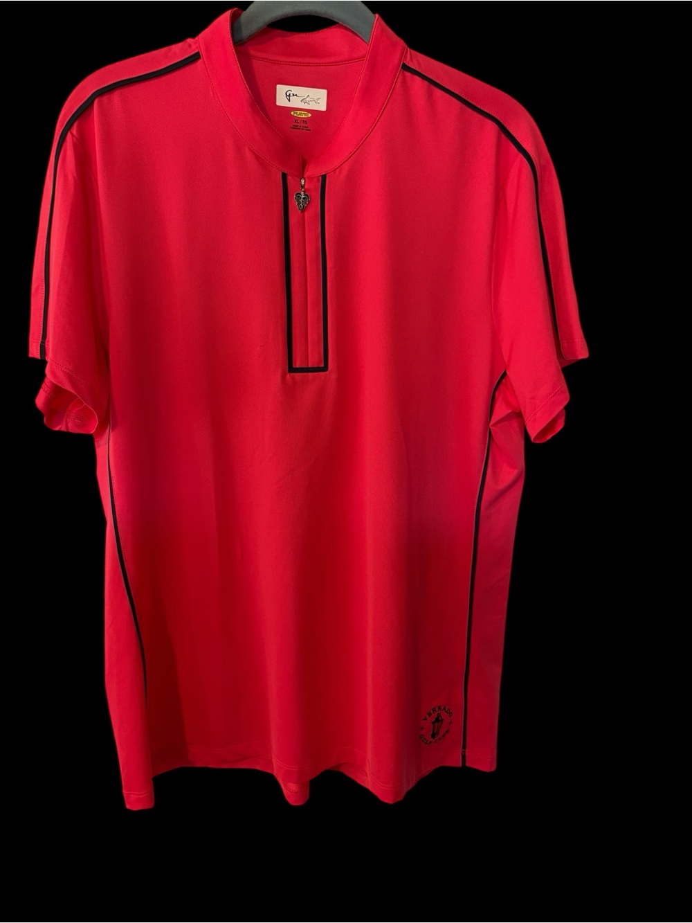 Greg Norman Collection Orange/Red Polo with Black Trim